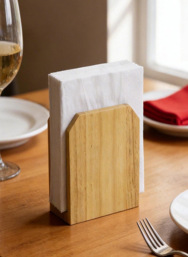 HillSpring Farmhouse Napkin Holder, Solid Rubberwood Vertical Stand, Sturdy Kitchen & Dining Table Organizer, Holds Standard Paper Napkins, Rustic Home Decor, 5.5"L x 2.6"W x 5.5"H - Image 2