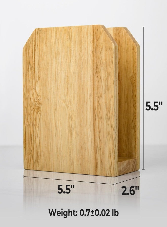 HillSpring Farmhouse Napkin Holder, Solid Rubberwood Vertical Stand, Sturdy Kitchen & Dining Table Organizer, Holds Standard Paper Napkins, Rustic Home Decor, 5.5"L x 2.6"W x 5.5"H - Image 3