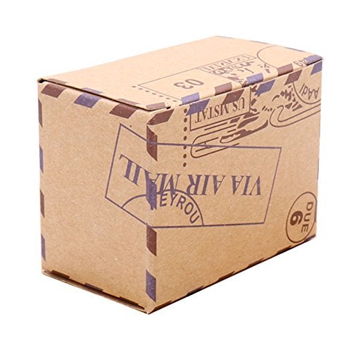 Floratek 50 PCS Wedding Candy Boxes Party Favors - New Stamp Design Vintage Kraft Paper Chocolate Packaging Gift Box for Baby Shower Guests (New Stamp) - Image 5