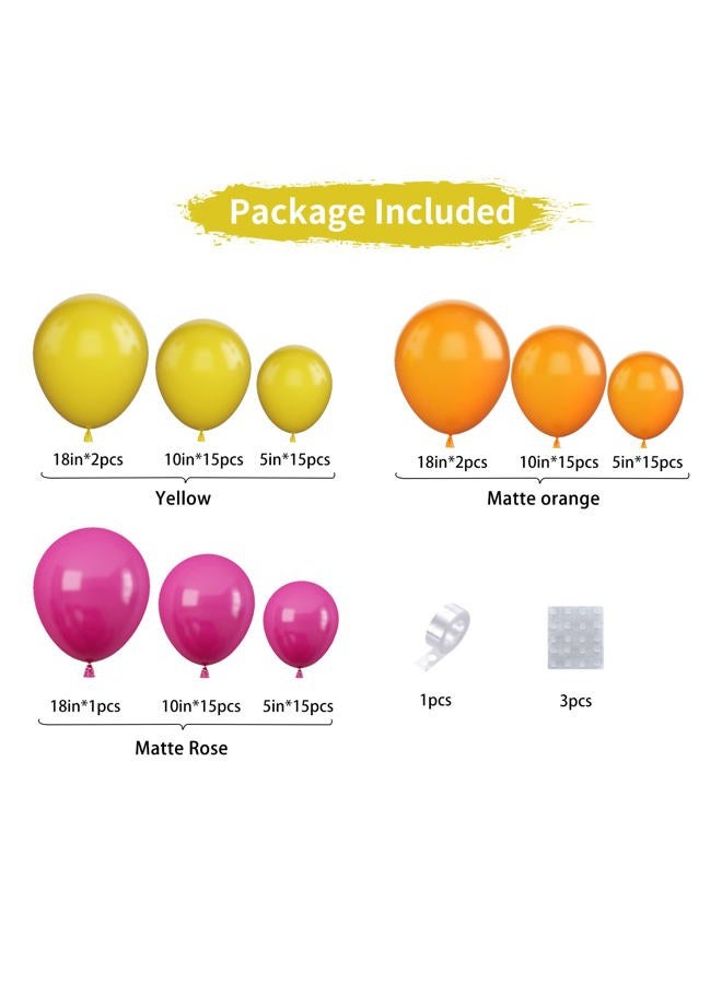 Hot Pink Yellow Balloons Garland Arch Kit,Yellow Pink Orange Balloon Latex Pastel Balloons Arch For Baby Shower Butterfly Fiesta Princess Birthday Party Background Decorations