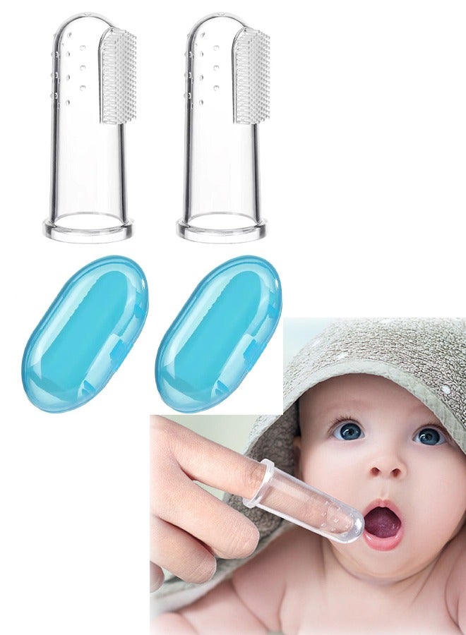 Baby Finger Toothbrush for Training Teething, Infant & Toddles & Lids Teeth Brush Soft Babies Toothbrushes Oral Cleaning Massager to Train Your Child Healthy Oral Habits, 2 PCS - Image 1