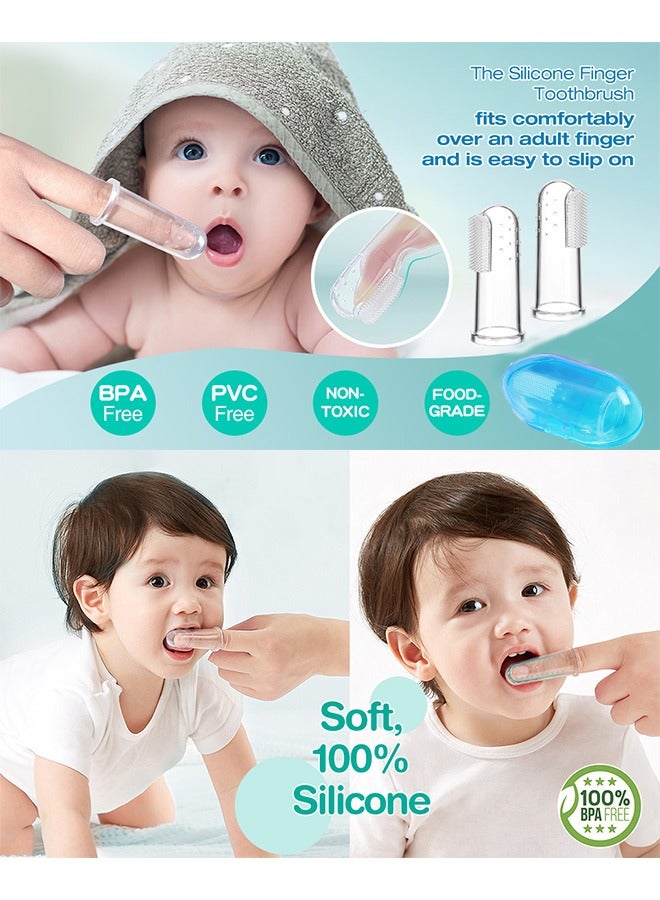 Baby Finger Toothbrush for Training Teething, Infant & Toddles & Lids Teeth Brush Soft Babies Toothbrushes Oral Cleaning Massager to Train Your Child Healthy Oral Habits, 2 PCS - Image 4