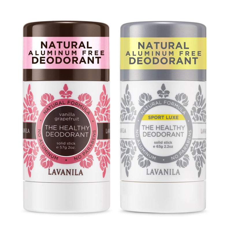 Lavanila Aluminum Free Natural Deodorant for Girls Vanilla Grapefruit  Sport Luxe 2oz Each  The Healthy Deodorant  Solid Stick Vegan