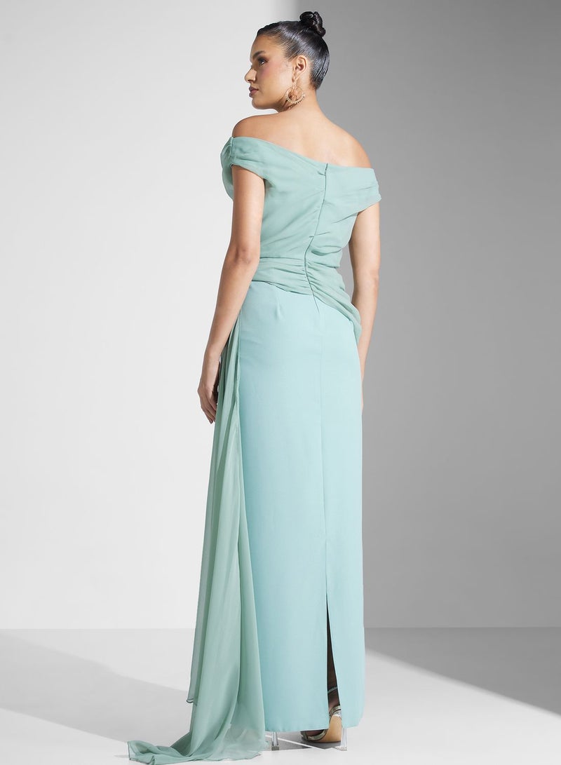 نمشي x فستان مكشكش مكشوف الكتفين مع درب - Image 2