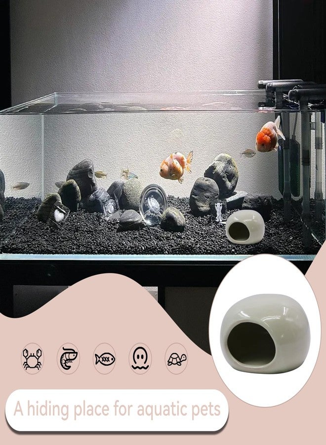 Saim Aquarium Ceramic Cave Decorations, Betta Fish Tank Accessories for Shrimp Cichlid Hiding Breeding Small Fish Bowl Hide Toys Hideout House - Light Green - Image 4