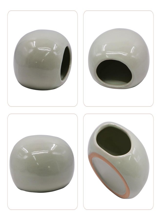 Saim Aquarium Ceramic Cave Decorations, Betta Fish Tank Accessories for Shrimp Cichlid Hiding Breeding Small Fish Bowl Hide Toys Hideout House - Light Green - Image 3