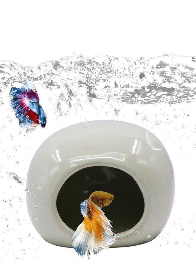 Saim Aquarium Ceramic Cave Decorations, Betta Fish Tank Accessories for Shrimp Cichlid Hiding Breeding Small Fish Bowl Hide Toys Hideout House - Light Green - Image 1