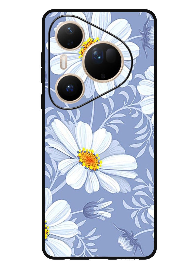Theodor Case Compatible with Huawei Pura 80 Ultra 6.6 Inch Protection Shockproof Bumper Cover White Yellow Flower - Image 1