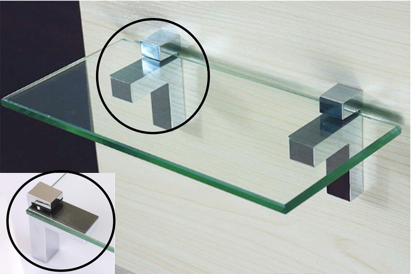 Tiberham Adjustable Wood/Glass Shelf Bracket, Tiberham Zinc Alloy Polished Chrome Shelf Support Clamp Corner Brace for 3-30mm Thickness Shelf, Wall Mounted Glass Support Clip Wood Holder (Pack of 2) - Image 5