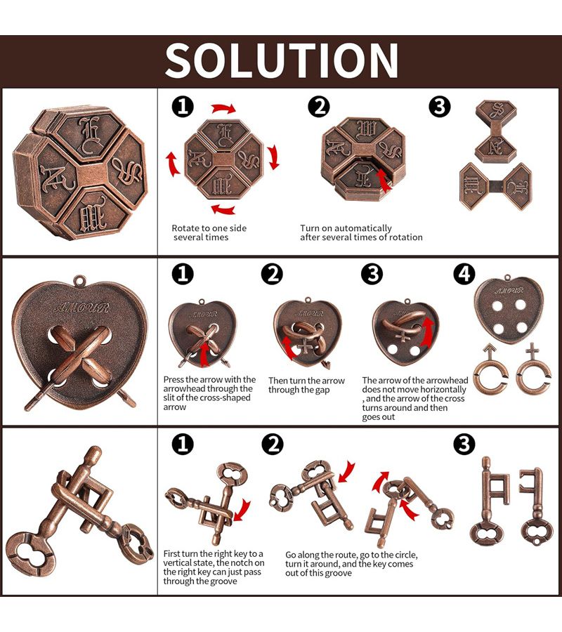 Metal Brain Teaser Puzzle Set Small Size Cupid Caged ABC Disentanglement Educational Toy Funny Gift For Adults - Image 4