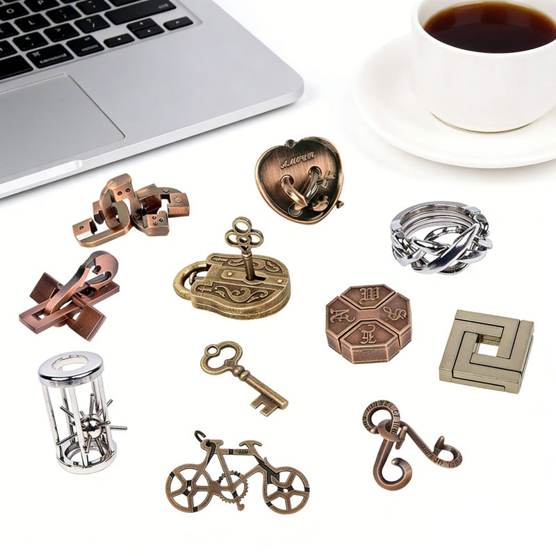 Metal Brain Teaser Puzzle Set Small Size Cupid Caged ABC Disentanglement Educational Toy Funny Gift For Adults - Image 3