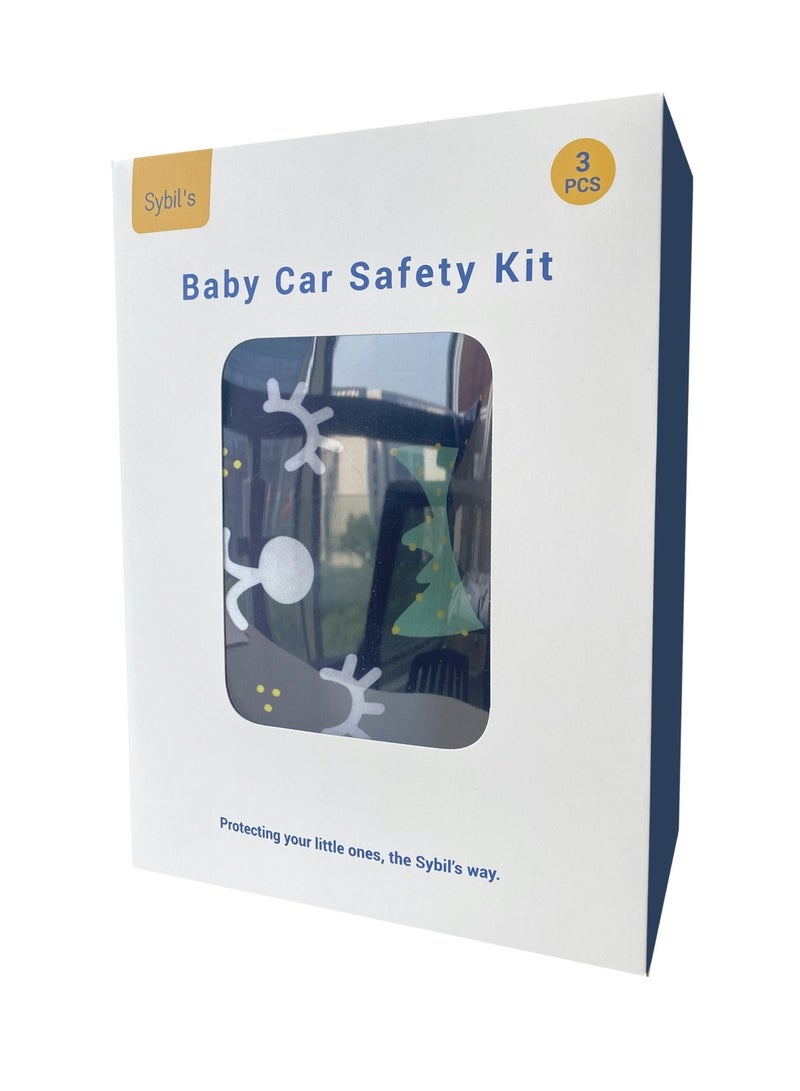 Sybil's 3 in 1 Baby Car Safety Kit Includes 1 Car Seat Shoulder Pad 1 Head Protector and 1 Anti Noise Ear Cover Travel Safety and Comfort for Kids - Image 1