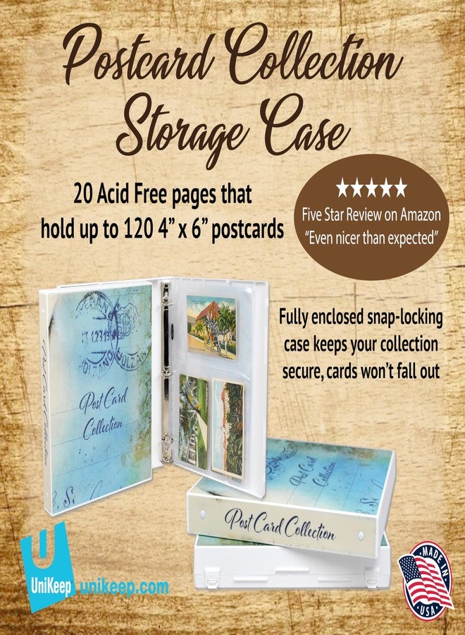 UniKeep Postcard Collector Storage Case with 20 Pages - Holds up to 120 Postcards Measuring 4" x 6" - Additional Pages Can Be Added (Blue) - Image 4