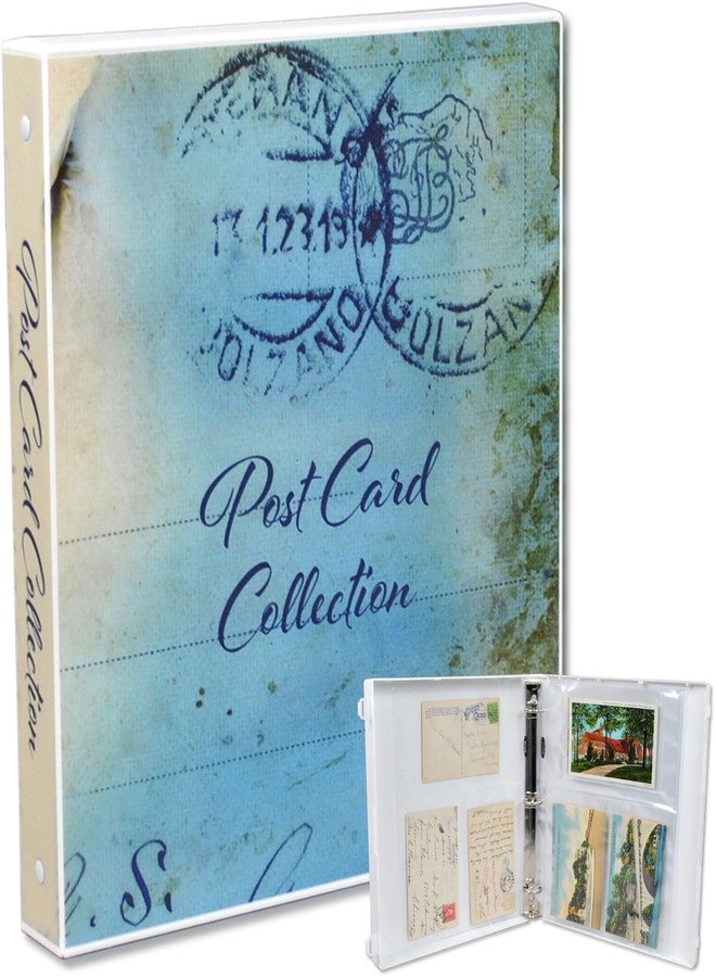 UniKeep Postcard Collector Storage Case with 20 Pages - Holds up to 120 Postcards Measuring 4" x 6" - Additional Pages Can Be Added (Blue) - Image 1