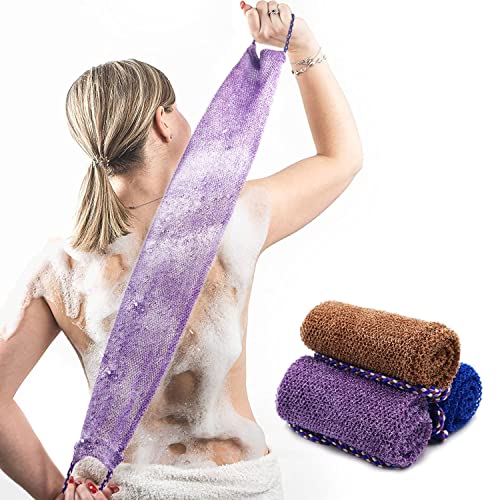 Dr.Pedi 3 Pieces African Net Sponge with Handles Long African Exfoliating Net Washcloth Bath Sponge Net Cloth Wash Net Body Back Scrubber for Shower Loofah - Image 1