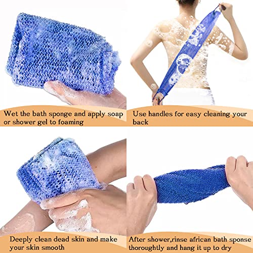 Dr.Pedi 3 Pieces African Net Sponge with Handles Long African Exfoliating Net Washcloth Bath Sponge Net Cloth Wash Net Body Back Scrubber for Shower Loofah - Image 5