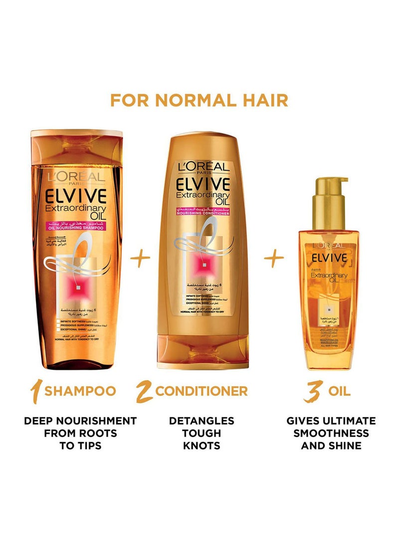 L'OREAL PARIS Elvive Extraordinary Oil Nourishing Shampoo Pack of 2, 400+400 ml  - Image 1