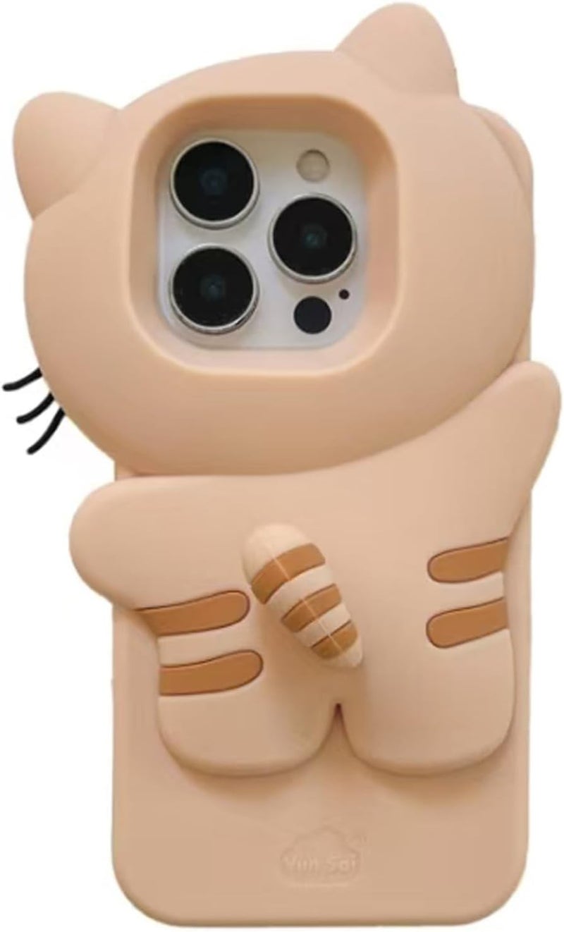 QoKcoahn Case Compatible with iPhone 13,Cute 3D Kawaii Funny Cartoon Cat Hide and Seek Cover Soft Silicone Gel Drop Protector for Women Girls - Image 1