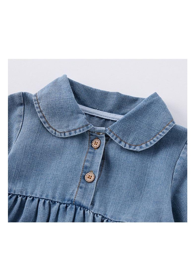 New Baby Jumpsuit With A Stylish And Cute Lapel Denim Crawling Suit - Image 2