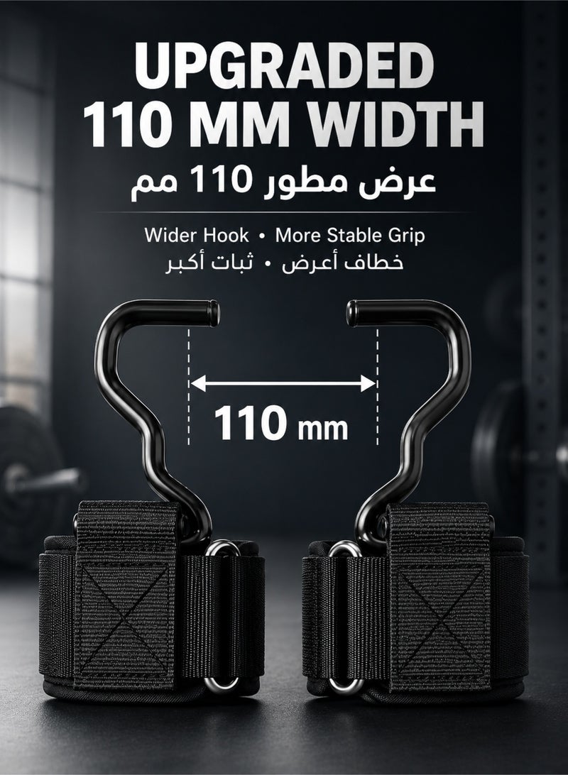 fdsport Weight Lifting Hooks Pair Widened, Heavy Duty Power Wrist Straps Hand Grip Support for Deadlifts, Pull Ups, Anti-Rip Nylon Strap with Thick Wrist Padding, Protective Gears Gym Workout Power Straps for Men Women - Image 3