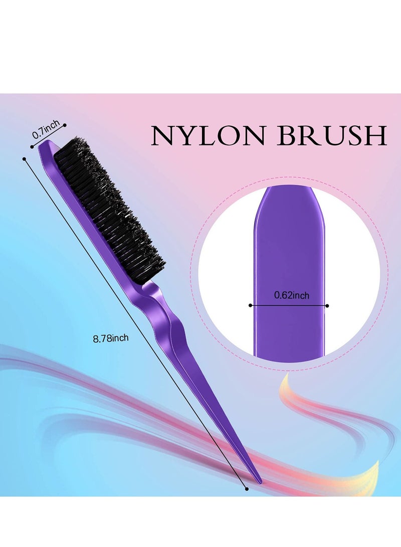 Generic 3 Pcs Slick Back Hair Brush Set Bristle Hair Brush Edge Control Brush Teasing Comb for Women Baby Kids' Black Hair (Purple)  - Image 3