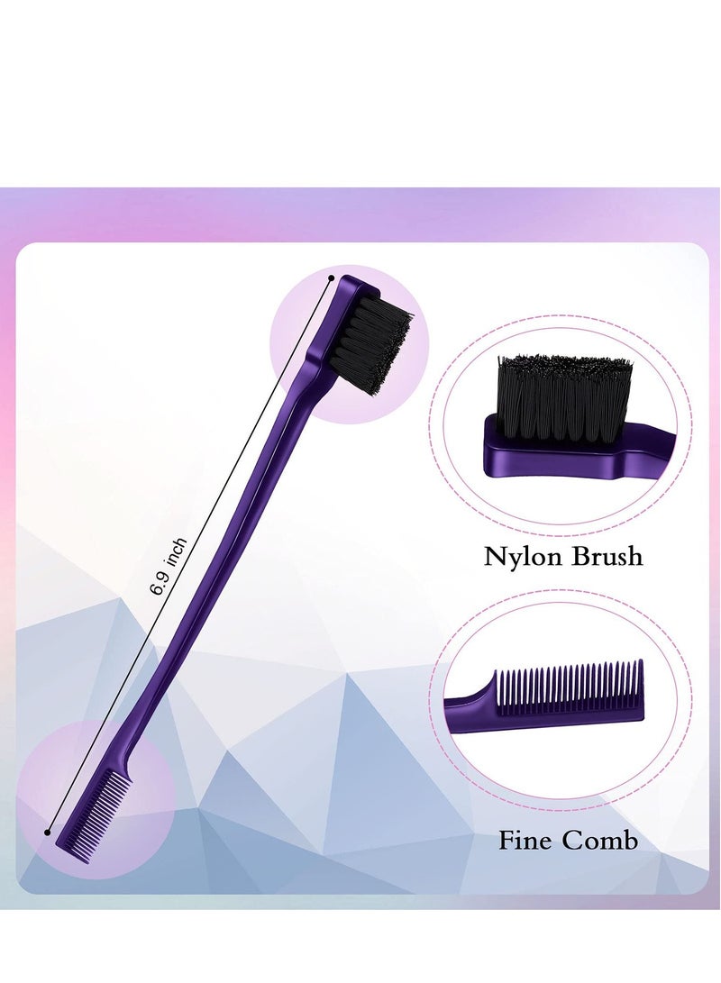 Generic 3 Pcs Slick Back Hair Brush Set Bristle Hair Brush Edge Control Brush Teasing Comb for Women Baby Kids' Black Hair (Purple)  - Image 2