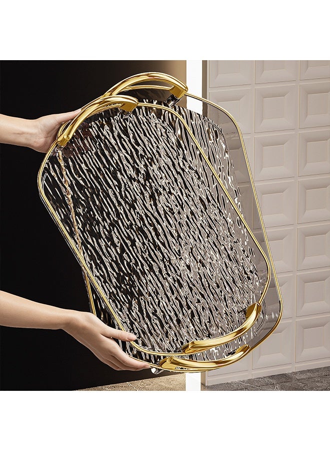 Joybos Set of 3 Transparent Plastic Tray with Handles 16/14/12 inches Large Serving Tray for Food Fruit Vegie Bread Cake Cookie Party - Image 4