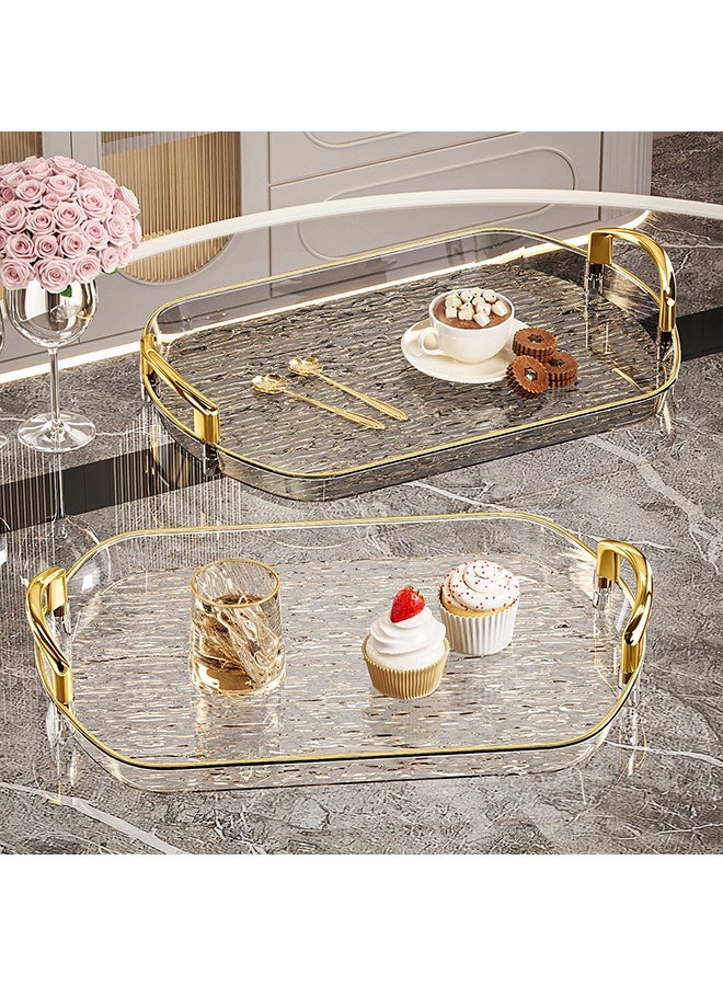 Joybos Set of 3 Transparent Plastic Tray with Handles 16/14/12 inches Large Serving Tray for Food Fruit Vegie Bread Cake Cookie Party - Image 3