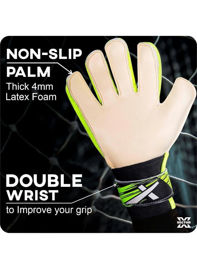 Vector X Cyclone Goalkeeper Gloves – Finger Save Soccer Gloves for Youth & Adult Training, Size 10, White/Green - Image 5