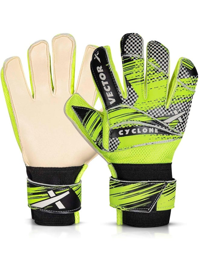 Vector X Cyclone Goalkeeper Gloves – Finger Save Soccer Gloves for Youth & Adult Training, Size 10, White/Green - Image 1