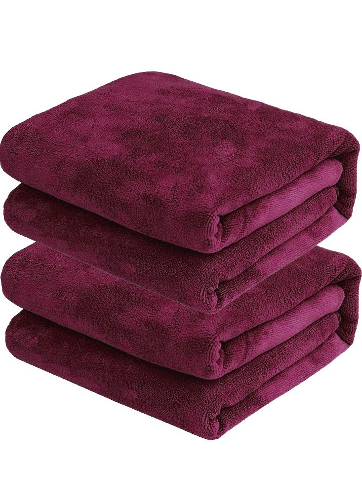 Fabienne 2-Piece Microfiber Bath Towel 70*140cm, Soft, Durable, Super Absorbent and Fast Drying Towel Wine Red  - Image 1