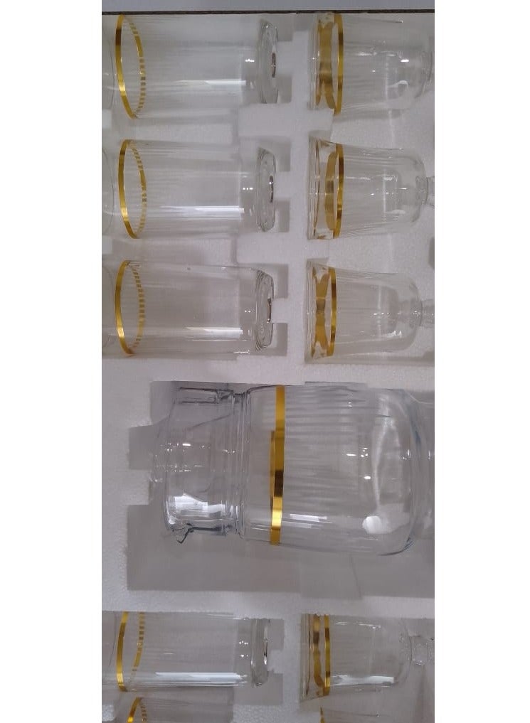 Undefined 51-Piece Set Including Large Medium And Small Cups And Saucers 51-Piece Crystal Glass Tea Set With Gold-Colored Embroidery - Image 1