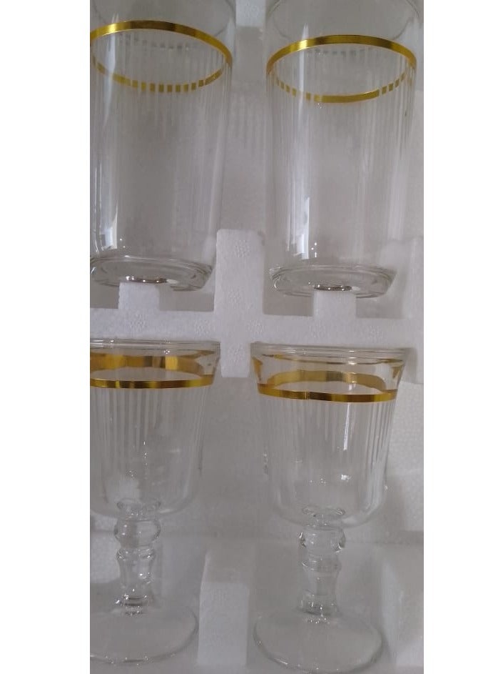 Undefined 51-Piece Set Including Large Medium And Small Cups And Saucers 51-Piece Crystal Glass Tea Set With Gold-Colored Embroidery - Image 3