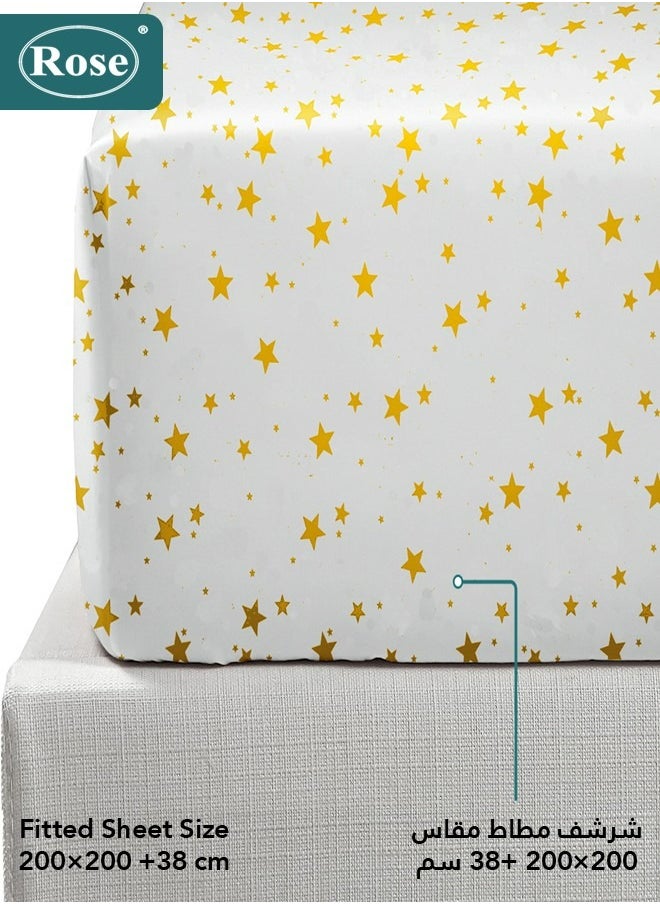Rose ROSE Flory Luxury with Stars Design Comforter, Made of Premium Microfiber, Set of 6 pieces, Soft Lightweight, King size 260x240 cm, Stars White  - Image 3