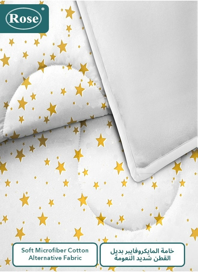 Rose ROSE Flory Luxury with Stars Design Comforter, Made of Premium Microfiber, Set of 6 pieces, Soft Lightweight, King size 260x240 cm, Stars White  - Image 5