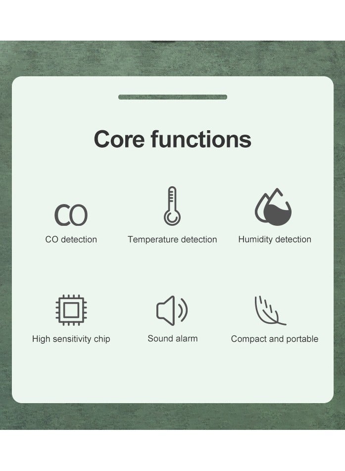 3-in-1 Air Quality Detector - Portable Carbon Monoxide (CO) Detector with Temperature & Humidity Monitoring, Ideal for RVs, Camping, Cars, and Home Use, Rechargeable 1000mAh Battery with 8-Hour Runtime - Image 2