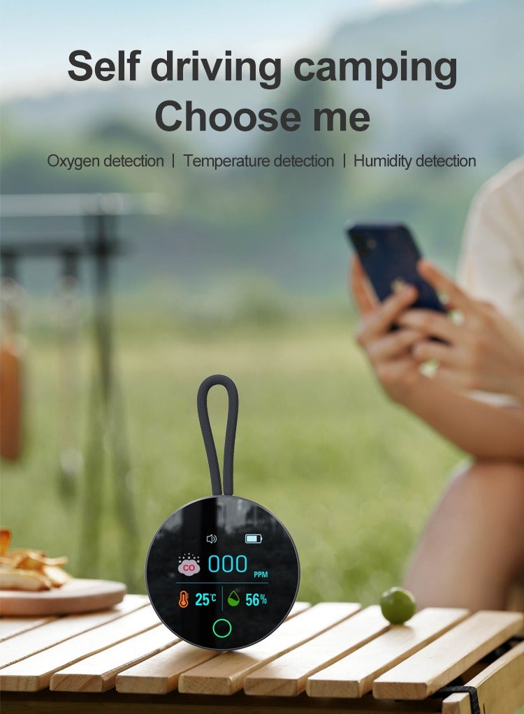 3-in-1 Air Quality Detector - Portable Carbon Monoxide (CO) Detector with Temperature & Humidity Monitoring, Ideal for RVs, Camping, Cars, and Home Use, Rechargeable 1000mAh Battery with 8-Hour Runtime - Image 3