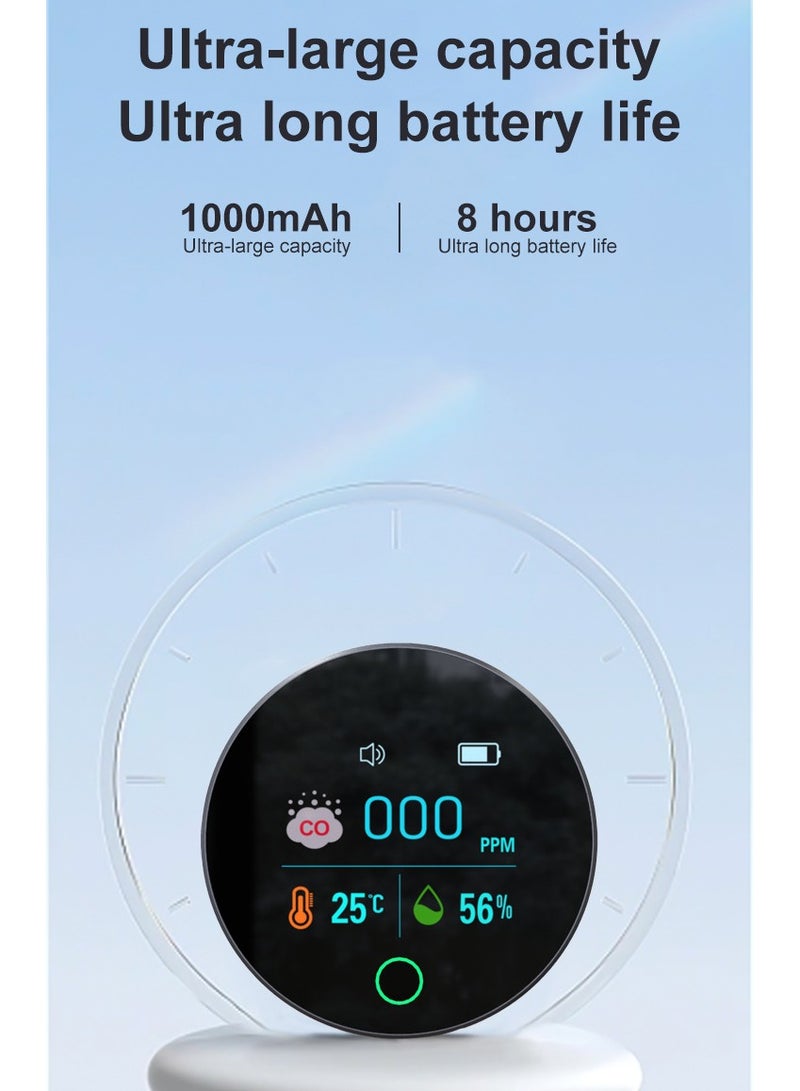 3-in-1 Air Quality Detector - Portable Carbon Monoxide (CO) Detector with Temperature & Humidity Monitoring, Ideal for RVs, Camping, Cars, and Home Use, Rechargeable 1000mAh Battery with 8-Hour Runtime - Image 5