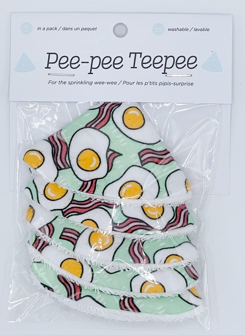 Beba Bean Pee Pee Teepee Bacon  Eggs 5 Pieces Baby boy Pee Shield Babyboy Essentials peepeeeteepee Baby boy Diaper Cover for Boys Teepee Pee Shield Pee Covers - Image 2