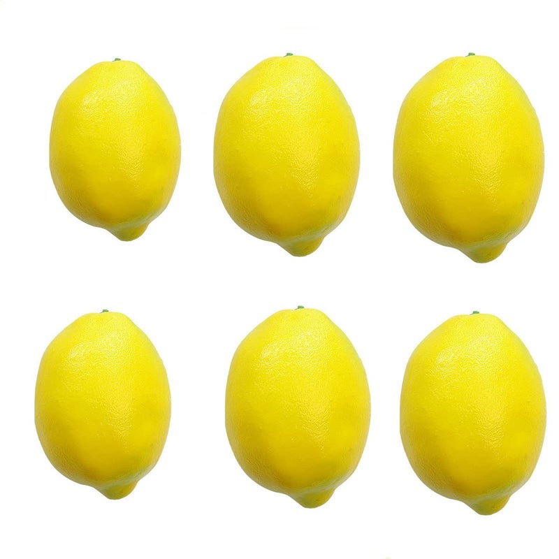 Beetoo Artificial Lemons 6PCS Yellow Lifelike Lemon Fake Fruit Lemons Simulation Lemon for Kitchen Home Party Decoration