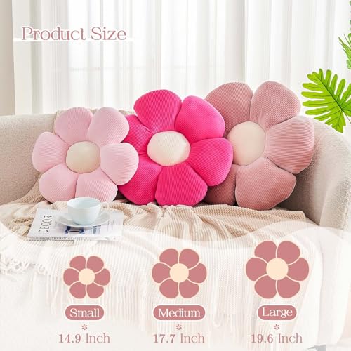 Kcvvcr Pink Flower Pillow 149 Cute Flower Shaped Floor Pillow Aesthetic Floral Plush Daisy Decorative Throw Pillows for Bed Sofa Couch - Image 3
