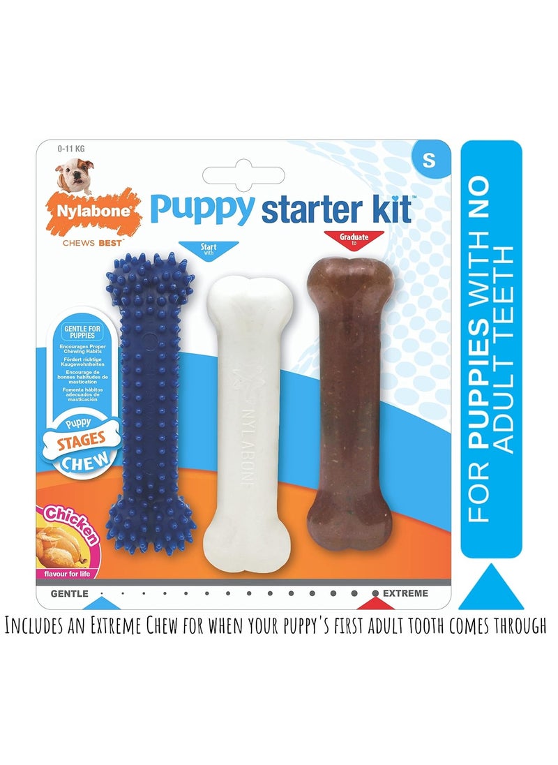 Nylabone Puppy Starter Kit Pack of 3 Dental Dog Chew Bones Teething Gentle Graduate Small for Puppies Up to 11 kg  - Image 4