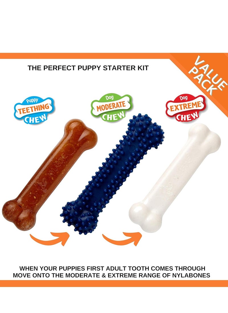 Nylabone Puppy Starter Kit Pack of 3 Dental Dog Chew Bones Teething Gentle Graduate Small for Puppies Up to 11 kg  - Image 3