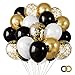 RUBFAC 65pcs Happy New Year 12 Inches Black Gold Confetti Balloons Kit Metallic Gold and Black White Party Balloons with Ribbons for Birthday Wedding Baby Shower Graduation Decorations - Image 3
