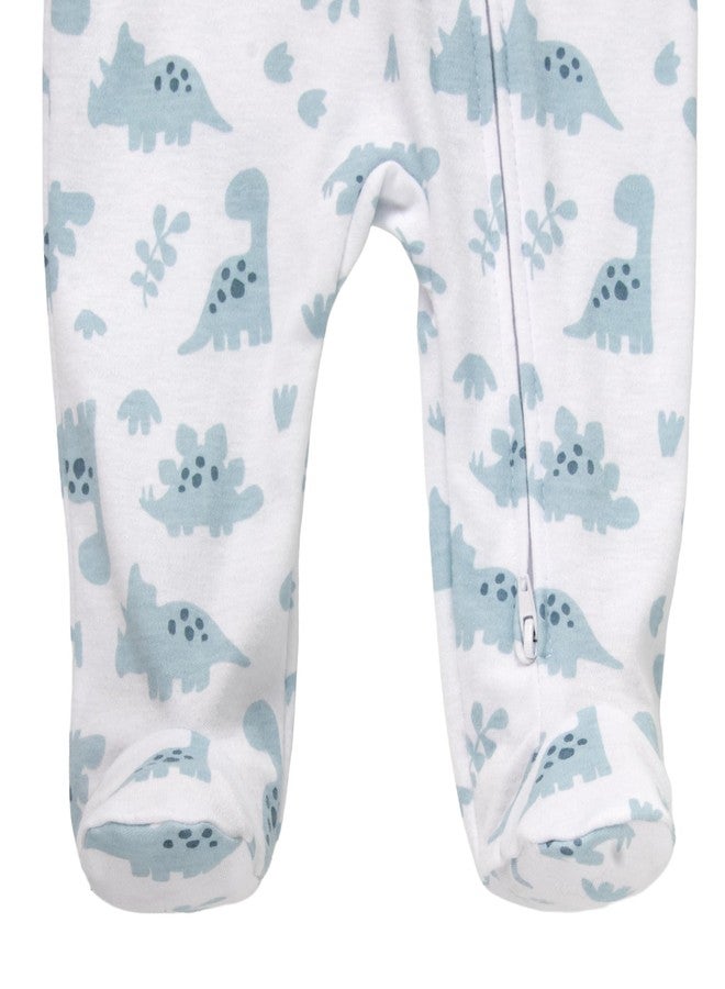 Baby Essentials Baby Boy Footie Set,Dinosaur Romper Footie Pajama with Matching Hat, Long Sleeve Double Zipper Sleep & Play Outfit (Newborn) - Image 5