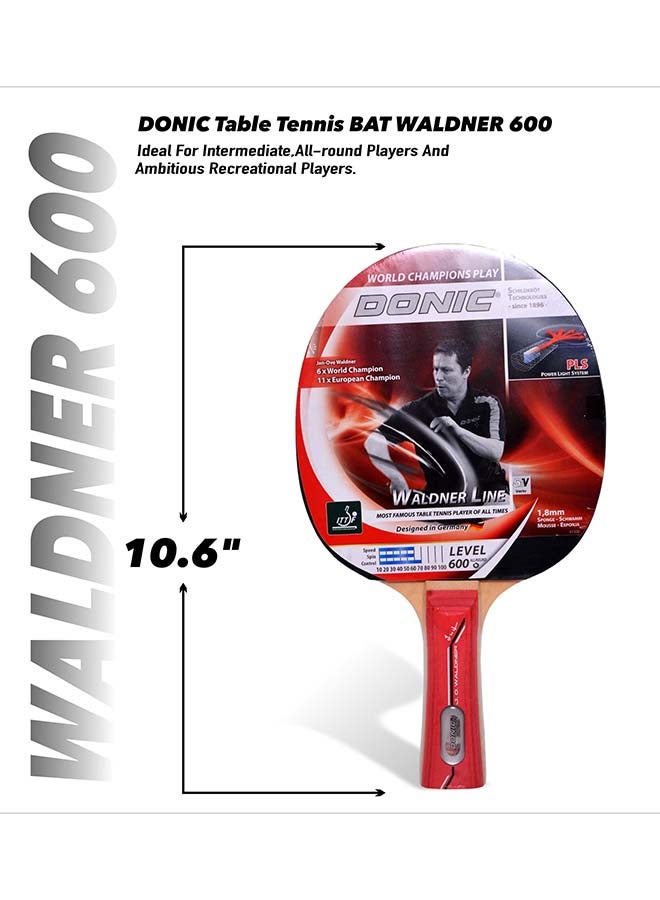 Donic Waldner 600 Table Tennis Bat with Cover | 5-Ply Blade | 1.8mm Sponge | ITTF Approved Rubber | Flared Handle | Control & Spin Optimized | Ideal for Beginners & Intermediate Players - Image 4