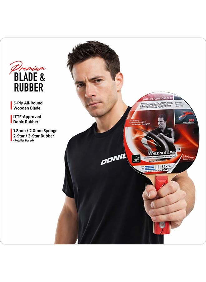 Donic Waldner 600 Table Tennis Bat with Cover | 5-Ply Blade | 1.8mm Sponge | ITTF Approved Rubber | Flared Handle | Control & Spin Optimized | Ideal for Beginners & Intermediate Players - Image 2
