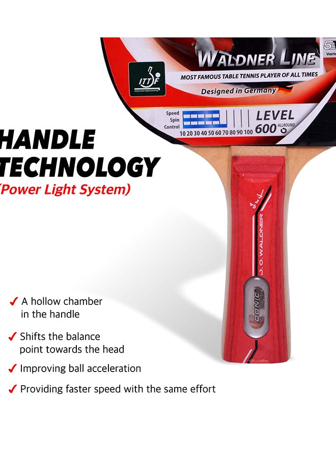 Donic Waldner 600 Table Tennis Bat with Cover | 5-Ply Blade | 1.8mm Sponge | ITTF Approved Rubber | Flared Handle | Control & Spin Optimized | Ideal for Beginners & Intermediate Players - Image 3