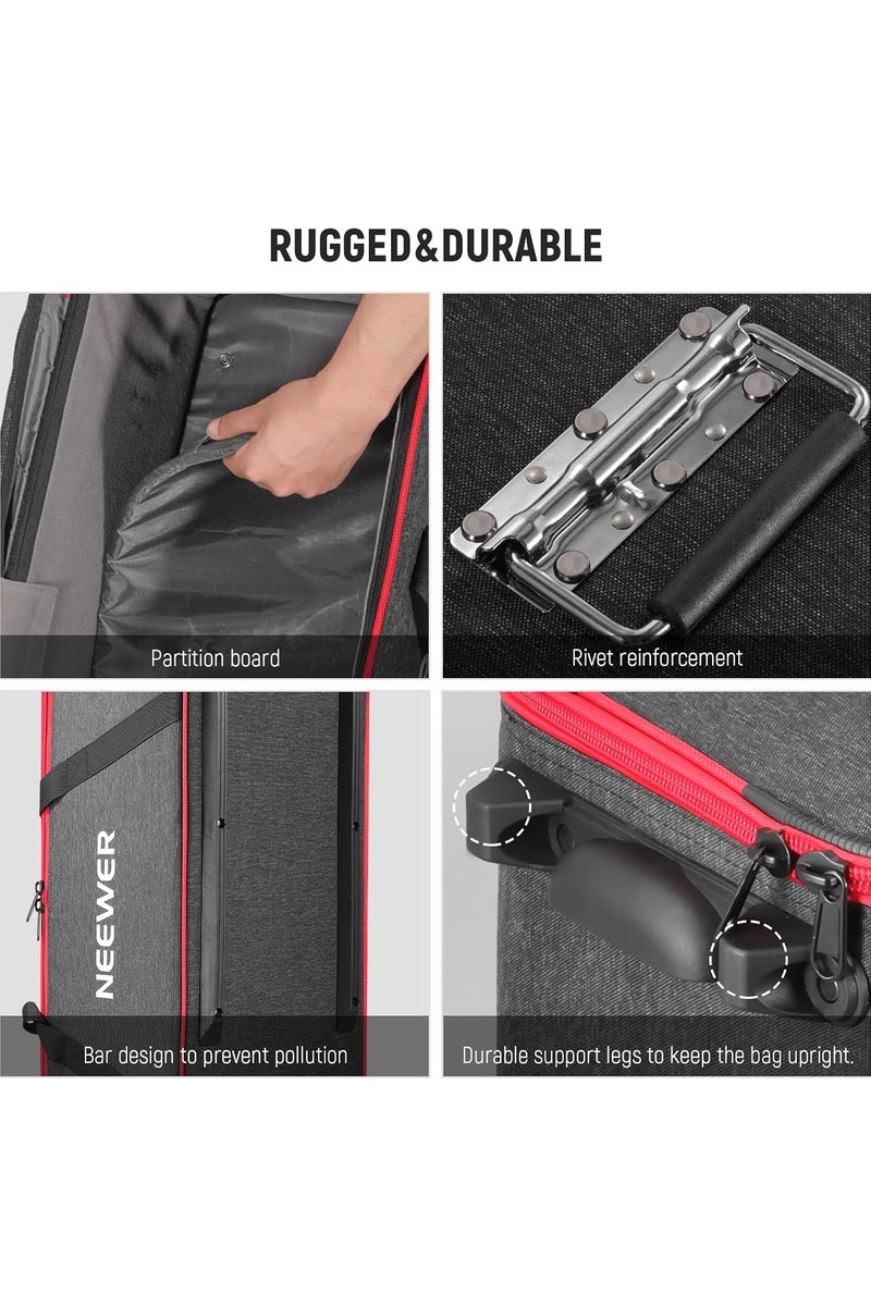 Neewer PB009 Trolley Case with Wheels – 37.8"x15.3"x12.2" (96x39x31cm) Rolling Bag for Photo Studio Equipment, Tripods, Light Stands, Strobes & Accessories - Image 5