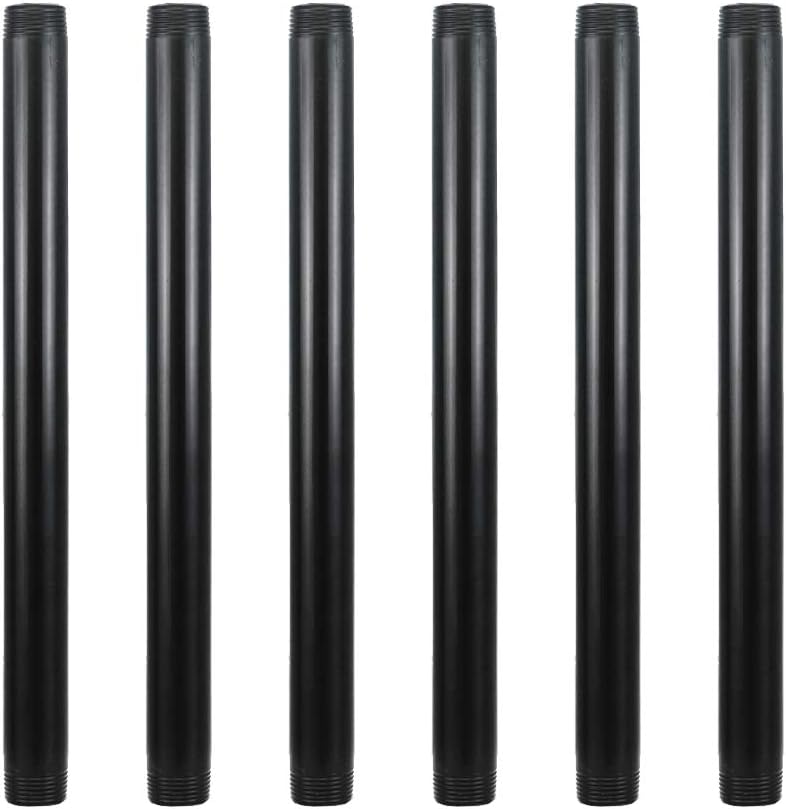 GeilSpace 6 Pack 3/4" × 12" Pre-Cut Black Metal Pipe, Industrial Steel Fits Standard Three Quarters Inch Black Threaded Pipes and Fittings - Vintage DIY Industrial Shelving (3/4" × 12") - Image 1